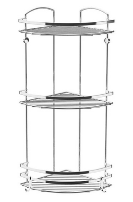 Полиця кутова 3-ярусна з гачками Tekno-tel LM009H, хром 6443 фото